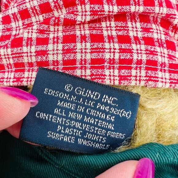 GUND Jointed Teddy Bear for Land's End Green Overalls Vintage - Picture 5 of 7